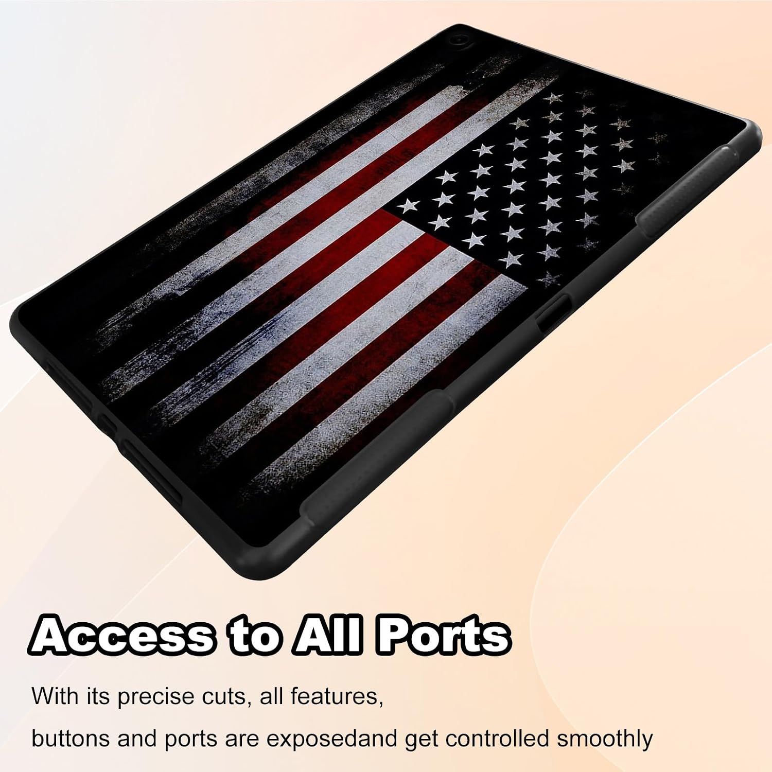 Tablet Case for iPad 9th/8th/7th Generation Case 10.2'', Slim Lightweight Transparent Shockproof Soft TPU Protective Case Soft Cover for iPad 10.2 Inch 2021/2020/2019, American Flag
