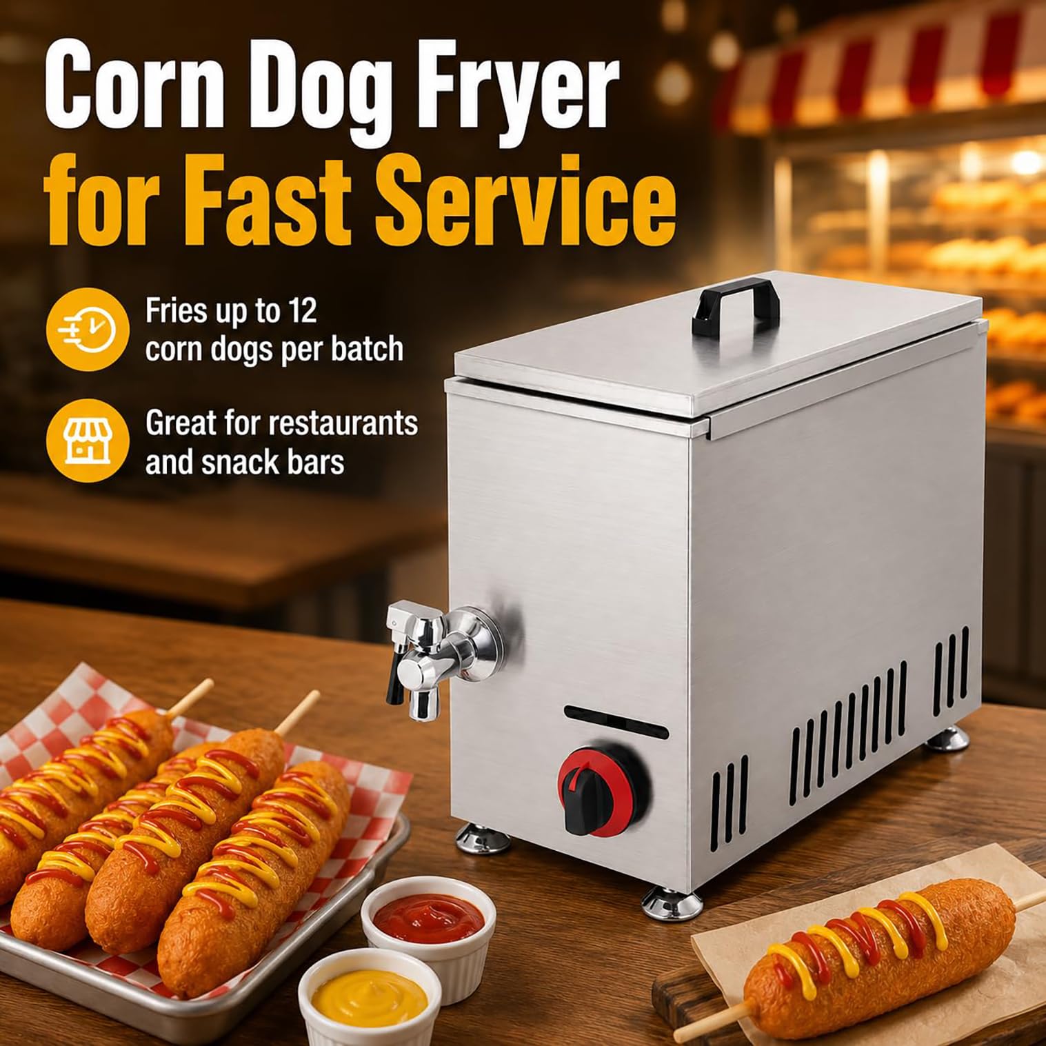 Friggitrice A Gas Gpl Da 21 L Per Corn Dog Frigge 12 Corn Dog Per Ciclo