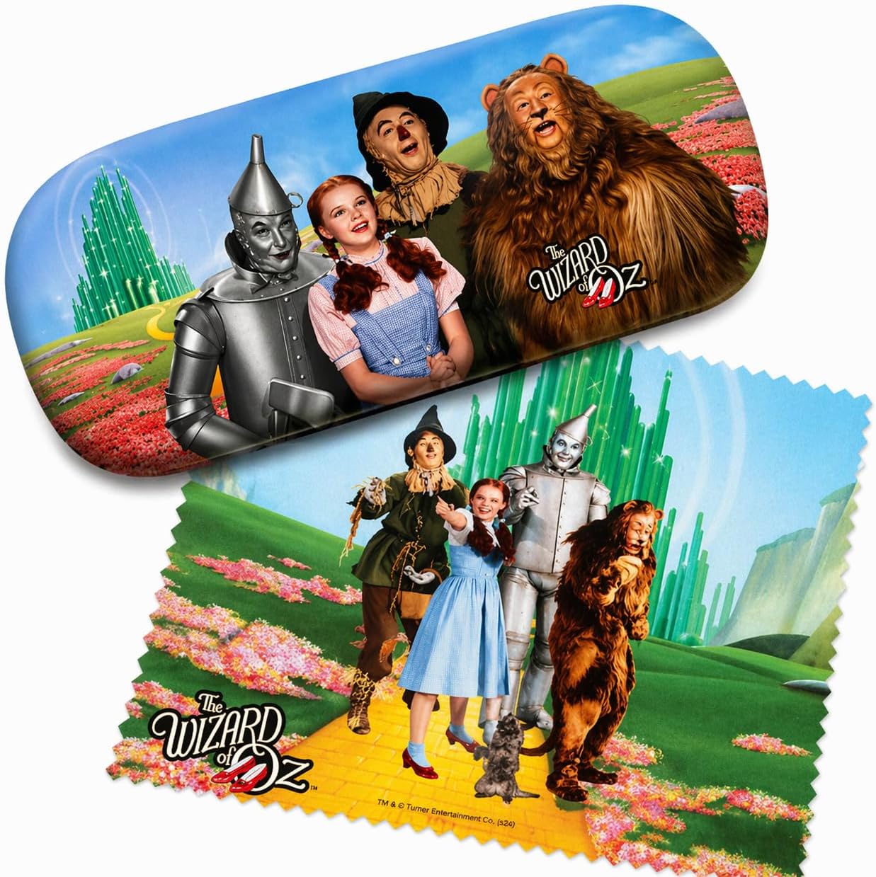 Wizard of Oz Dorothy Tinman Scarecrow Lion Emerald City eye sun glasses Eyeglass Storage Case & Cleaning cloth