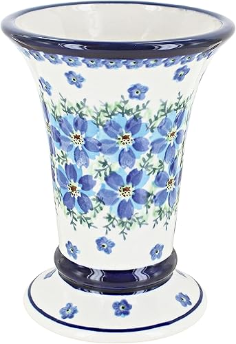 Jarrón pequeño Kalina de cerámica polaca Blue Rose