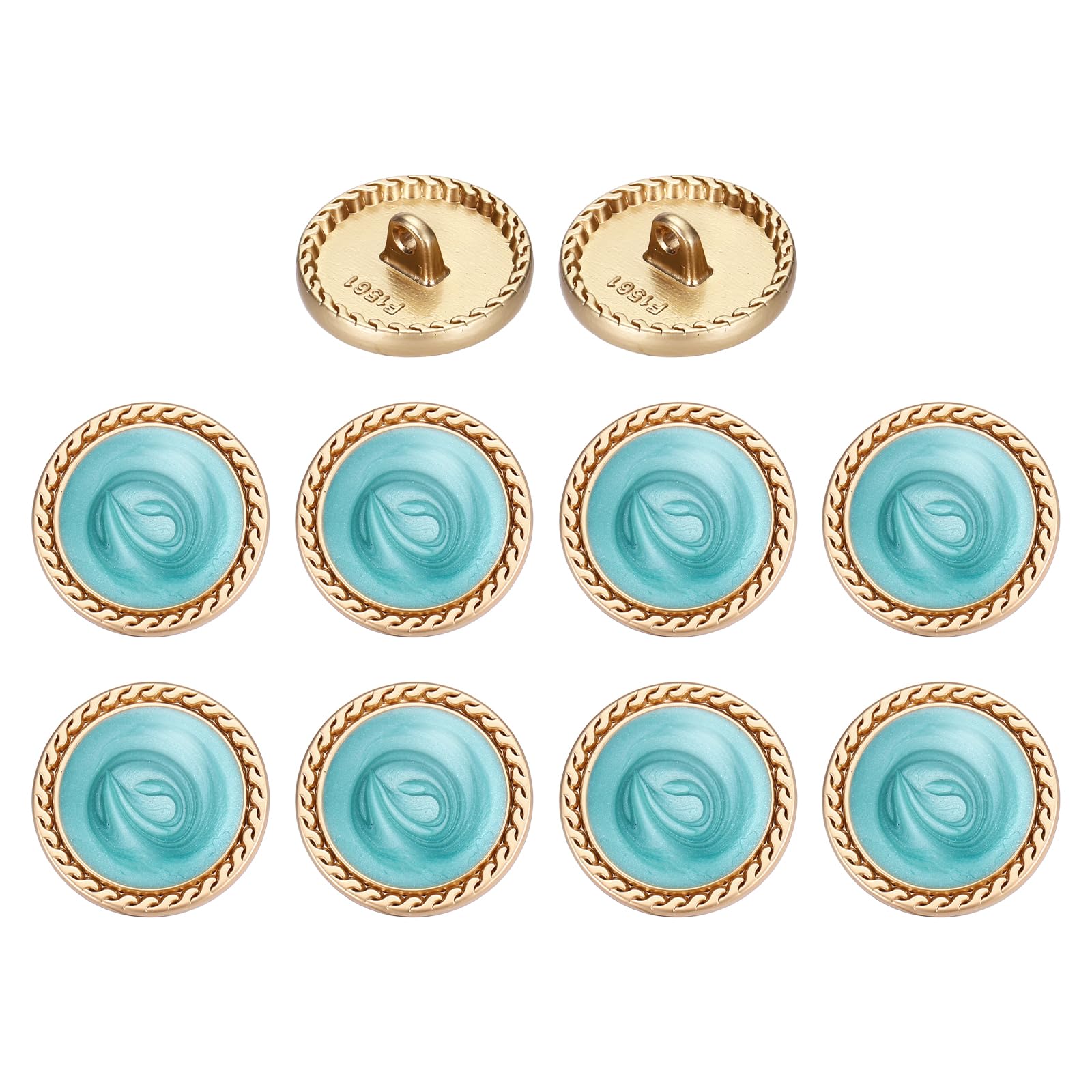 sourcing map Metal Vintage Gold Button 20mm Round Metal Sewing Button Alloy Shank Replacement for Women's Suit Woolen Coat Shirt Dress Sewing Lake Blue Pack of 10