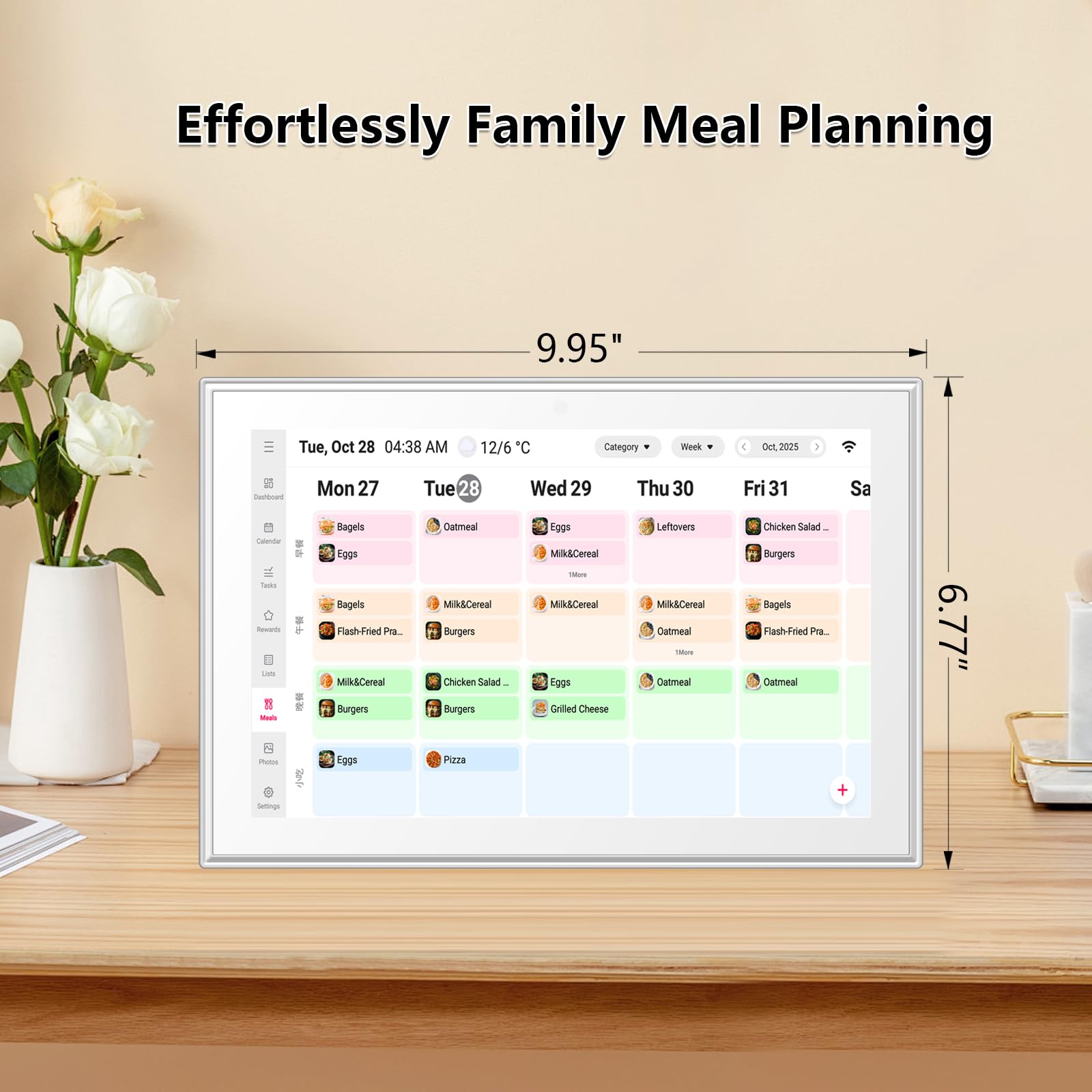 Moonka 25,7 cm (10,1 Zoll) Wandplaner, digitaler Kalender und Aufgabendiagramm, intelligentes interaktives Full-HD-Touchscreen-Display für Familienpläne, To-Do-Liste, Mahlzeitenplaner, ideal für die