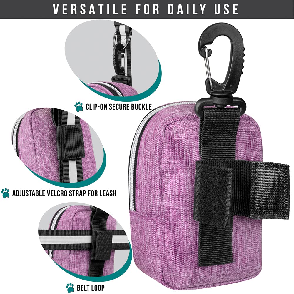 PetAmi Soporte para bolsas de excrementos de perro, dispensador de bolsas de basura para mascotas con clip para perros, accesorios para caminar, viajes, camping, bolsa de golosinas para perros,