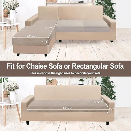 Miniatura 5 de NAISI Funda para sofá seccional, 1 pieza, funda de terciopelo separada, funda de sofá suave y elástica para sofá seccional izquierdoderecho (diván,