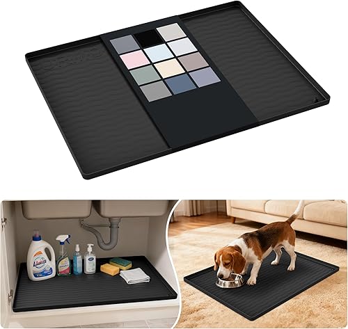 Miniatura 133 de URMONA Tapete de silicona impermeable para debajo del fregadero de 40 x 22 pulgadas, forro para estante de cocina y baño, protector de gabinete y