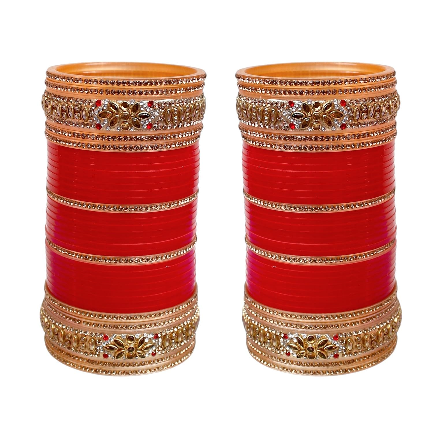 Lucky Jewellery Bridal Bangle Set Dhanteras/Diwali/Bhai Dooj Collection Designer Chuda Golden White & Red Stone Choora Wedding Chura For Women (1188-M1C1-723-R24) (B06Y5Q3B58) Amazon Price History, Amazon Price Tracker