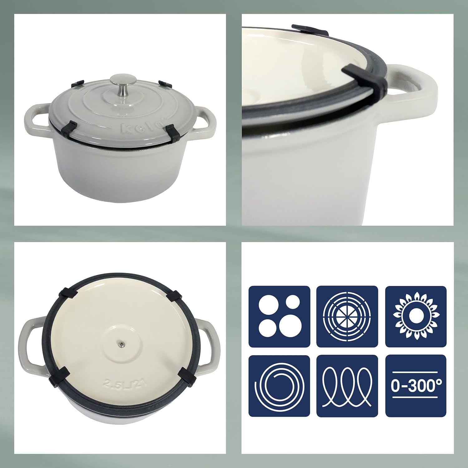 Kela Calido Casserole Dish Cast Iron Oval 9.50 L 9.5 L Black