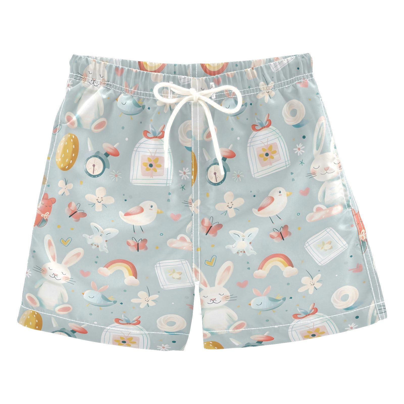Rabbit and Rainbow Boys Swim Trunks Toddler Shorts Swimwear Boardshorts