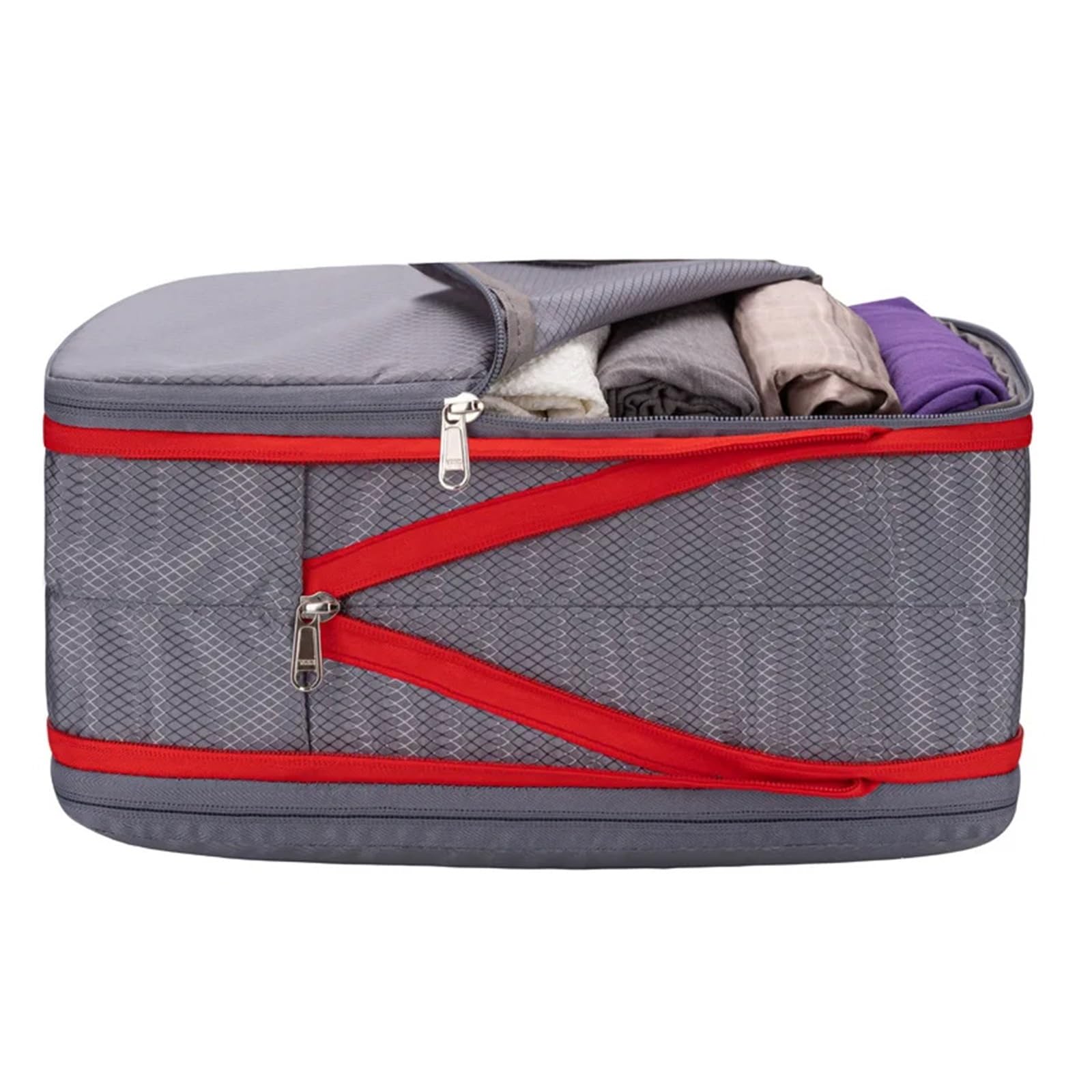 Packwürfel Nylon-Reisekompressions-Packwürfel, Doppellagig, Tragbar, Mit Reißverschluss, Wasserdichte Aufbewahrungstaschen For Kleidung, Schuhe, Koffer(3pcs set black)