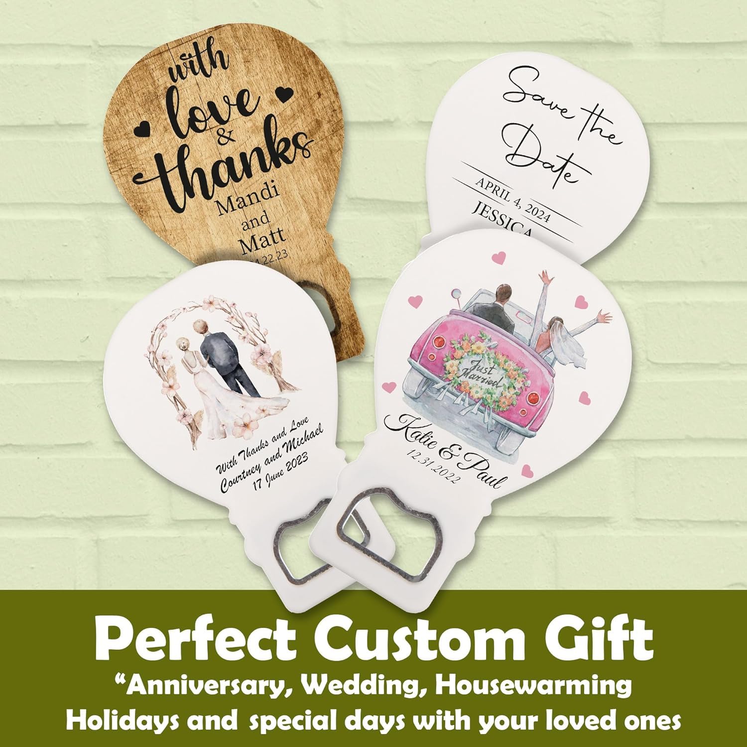 30er Set personalisierte Flaschenöffner zur Hochzeit, Hochzeitsgeschenke für Gäste, Individualisierbares Hochzeitsgeschenk, Einzigartiges Design zur Hochzeit, Wedding Magnet Favors