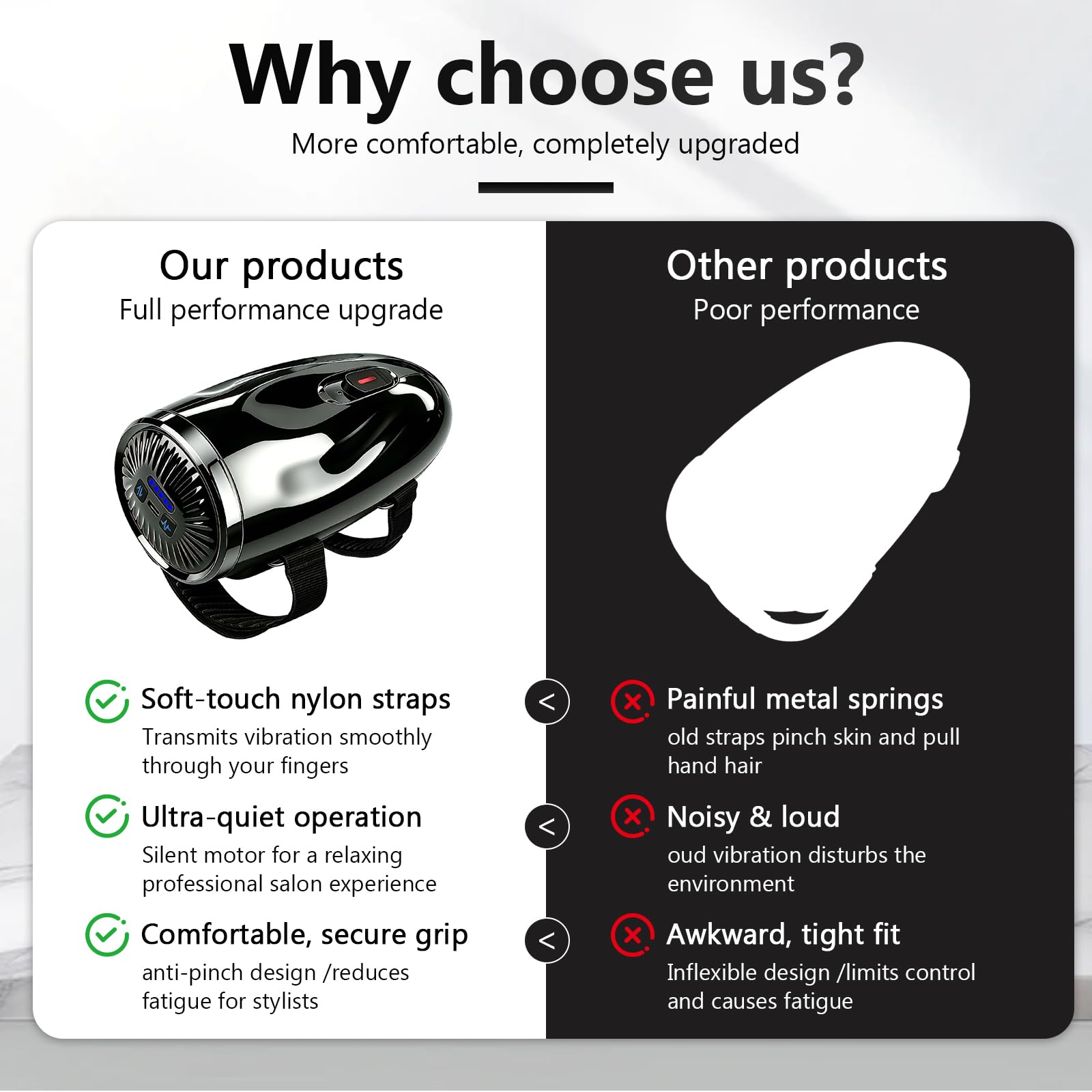Handheld Barber Massager with Adjustable Straps, 5 Modes, Black