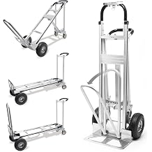 Vergo Industrial Convertible Hand Truck - AS7A2 Heavy Duty Aluminum 3 in 1 Dolly 750 lb Capacity Lightweight Frame, Ergonomic Handle, Extendable Loop, Versatile Moving Dolly 3 Positions 53" High