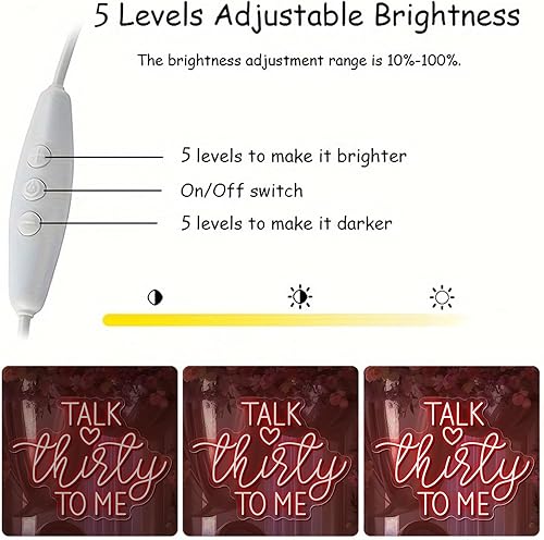 Miniatura 6 de Talk Thirsty To Me Neon Sign, Custom 30th Birthday LED Wall Light with Heart for Living Room, Playful Birthday Decor, Decorations for Her, Retro