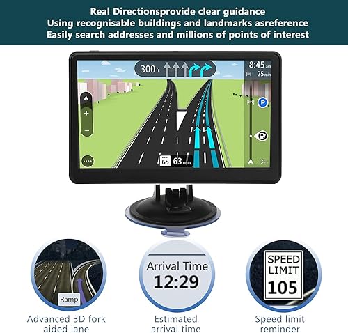 Miniatura 3 de Navegación GPS con pantalla táctil de 7 pulgadas para automóvil, camión y RV con mapas 2025 - Alertas de advertencia de velocidad y luz roja -