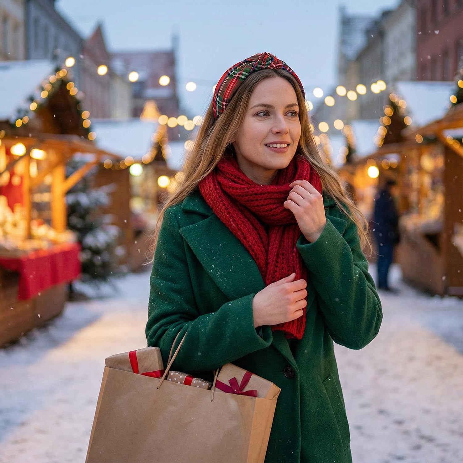 Christmas Headbands for Women Red Plaid Knotted Headband Wide Hairband Christmas Holiday Party Headband Hair Accessories Gifts for Girls - Image 7