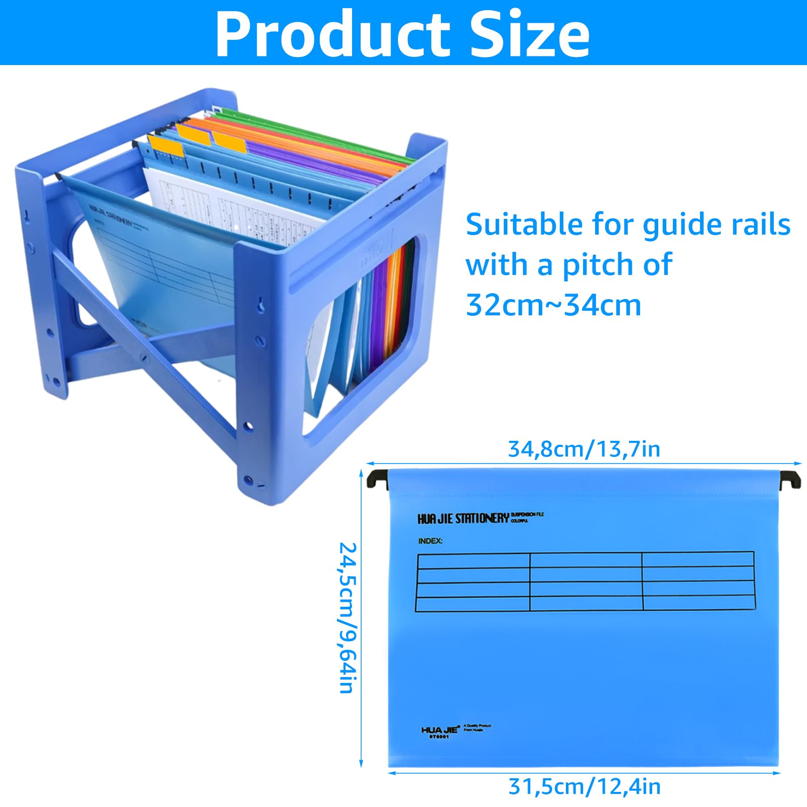 SHUESS 30 cartelline sospese, formato A4, blu con linguette e inserti per carte, per scuola, lavoro, ufficio, casa