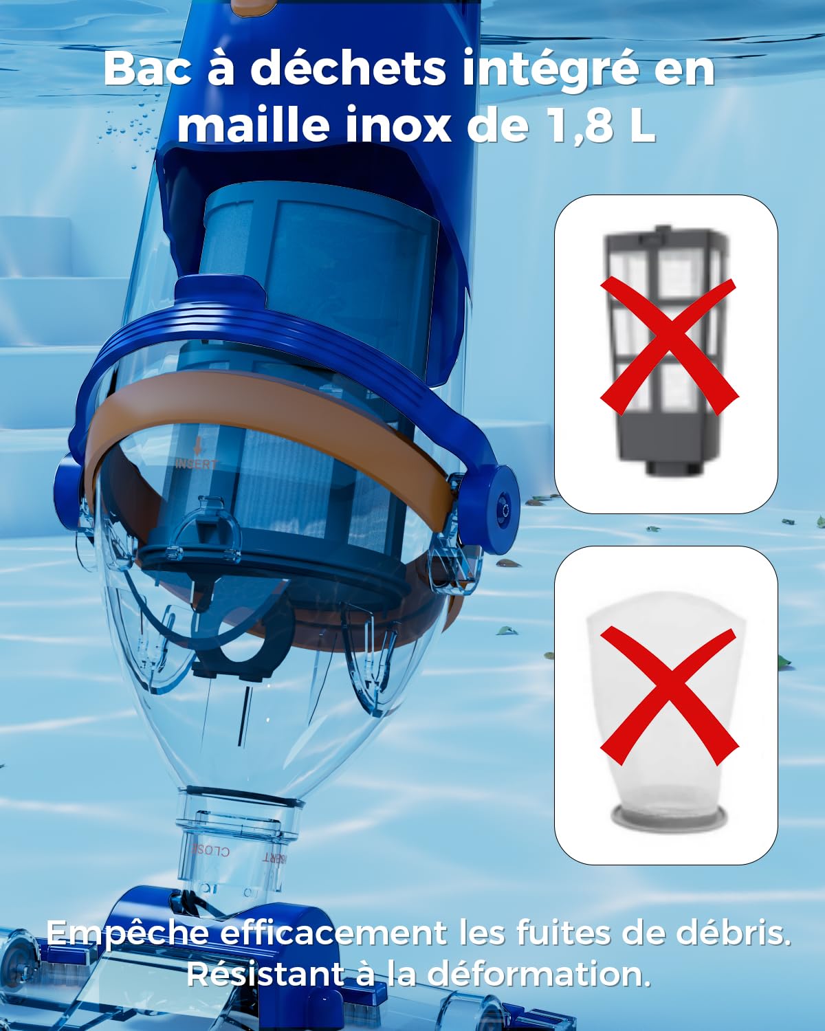 Great Shark Aspirateur Piscine sans Fil avec Interrupteur à Distance, Perche Télescopique 1,8 m, 75 Min d’Autonomie, Aspiration 18 GPM, Nettoyeur Piscine pour Piscines Hors Sol, Spa et Jacu (Bleu)