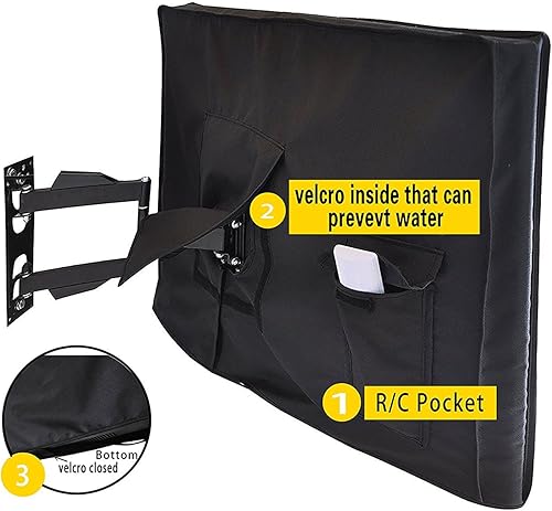 Miniatura 4 de Funda de TV para exteriores, protector universal impermeable para LCD de 40"-43", LED, compatible con soportes y soportes estándar, bolsillo de