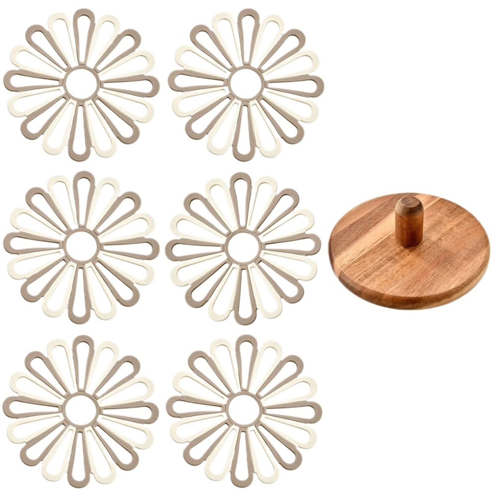Dessous de Plat Silicone 6 Sets de Table en Silicone Relief Fleurs