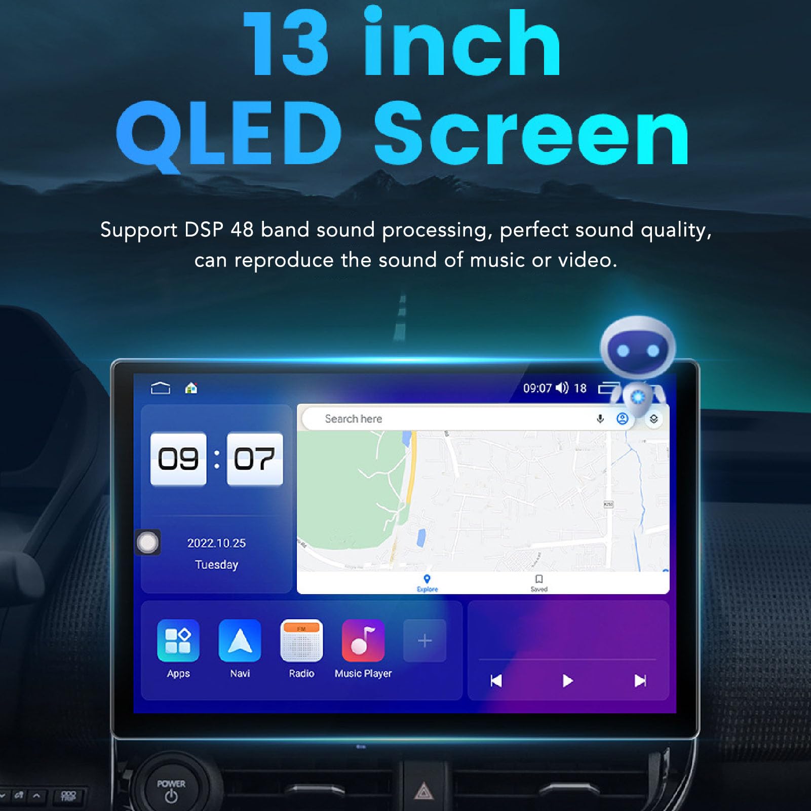 Amazon.co.jp: 13インチカーステレオ、ワイヤレス Android Auto