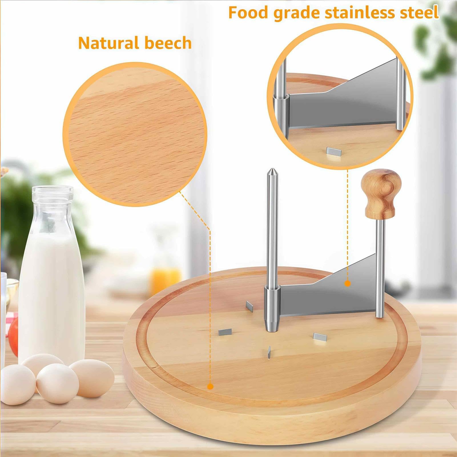 Professioneller Käse Schaber, Käse Schaber mit Kuppel inklusive Kuppel, Ergonomischer Rotierender Griff, Käse Blumen Schneider für Schokolade, Kochkunst Verbessern, Holzfuß und Edelstahl