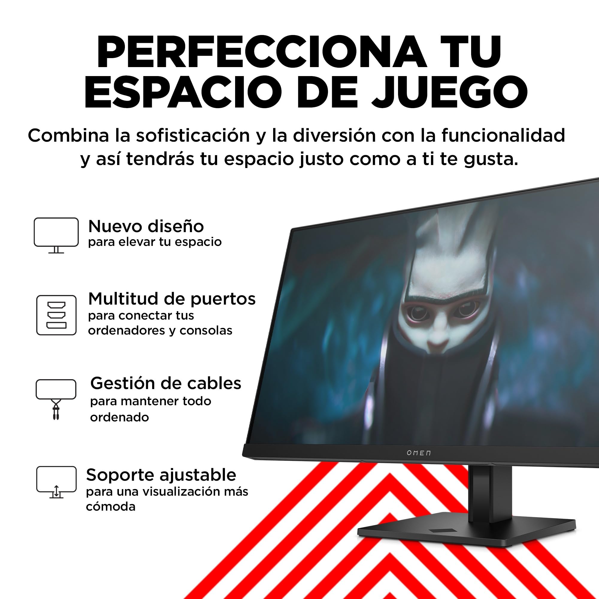 HP OMEN 24 – Monitor Gaming de 24" FHD 1920 x 1080 a 165 Hz, IPS, 16:9, 1ms, HDMI, Antirreflejo, DisplayPort, AMD FreeSync Premium, Compatible con Consolas Negro, Plano, 165Hz