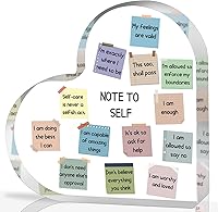 UBLURO Note to Self Acrylic Heart - Inspirational Mental Health Decor for Therapy Office, School Counselor Gifts