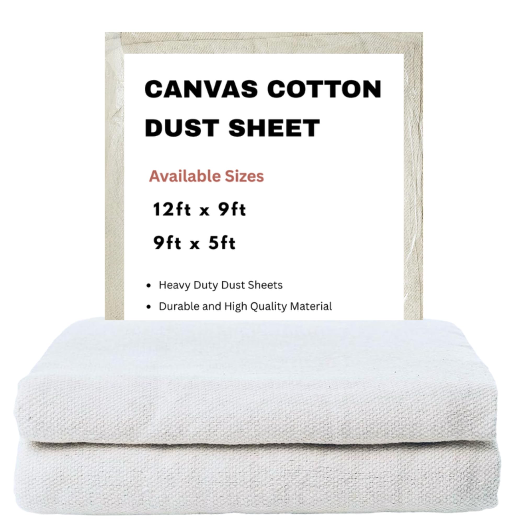 Heavy Weight 2.5k+ Canvas Bolton Twill Professional Tough Quality Dust Sheet 12ft x 9ft (5 x 9ft). Extra Thick Drop Cloth for Painting, Decorating & Furniture