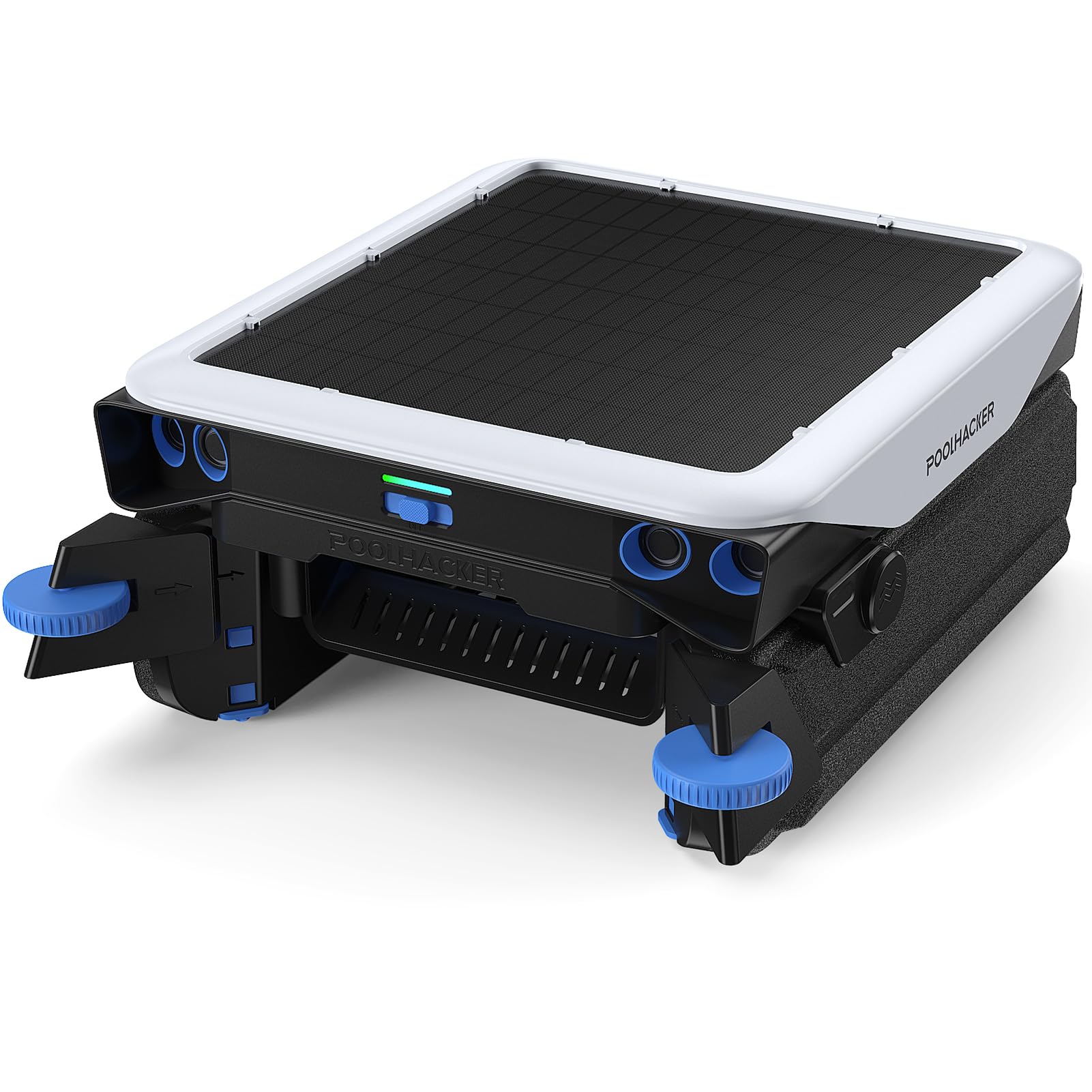 POOLHACKER Robot d'écumoire solaire de piscine, nettoyage continu 24h/24, 7j/7, double modes de charge, évitement intelligent des obstacles, panier extra large de 9 L, filtre à maille fine de 150 μm