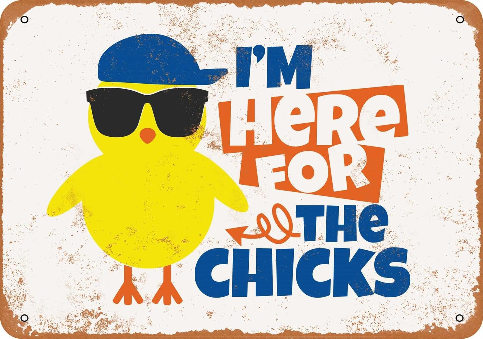 Miaomansenstore Metal Sign - I'm Here For The Chicks - Vintage Look Home Decor