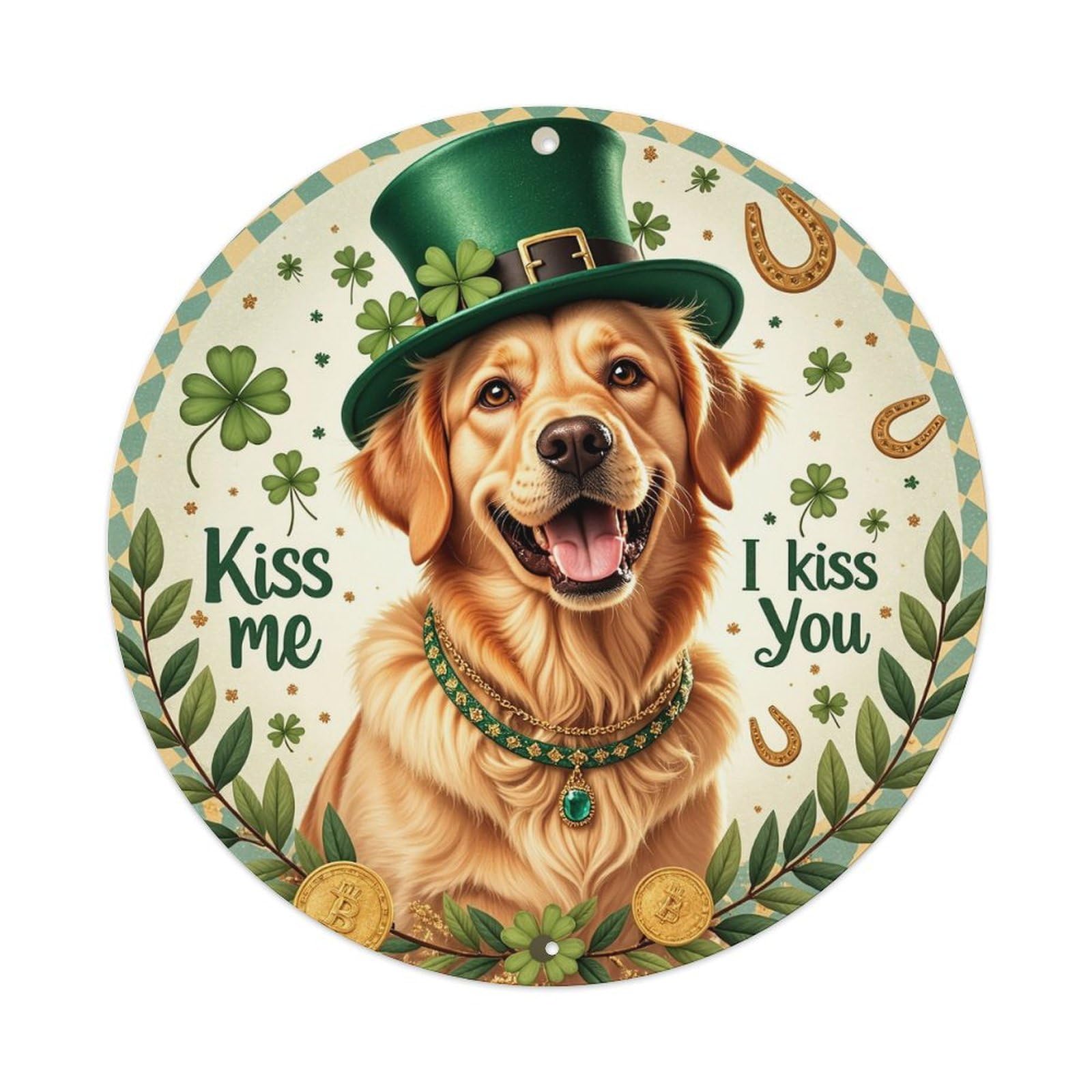 St Patricks Day Dog Design Retro Metal Tin Sign, Vintage Metal Poster for home, Gaming Room, Studio Workshop,Bar,Garage Wall Art Decor 8x8 inch