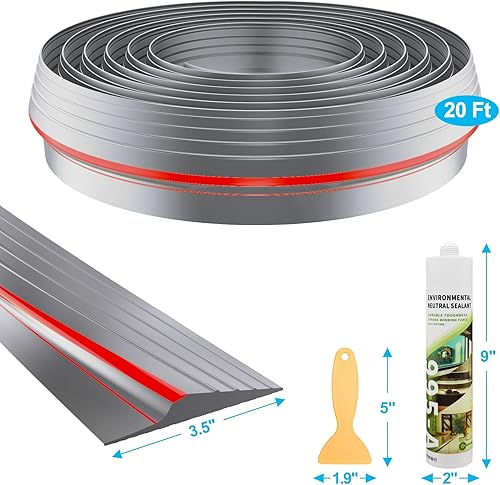 Miniatura 2 de West Bay - Sello de umbral de puerta de garaje de 20 pies con 2 botellas adhesivasselladoras de 33.8 fl oz, parte inferior de goma resistente a la