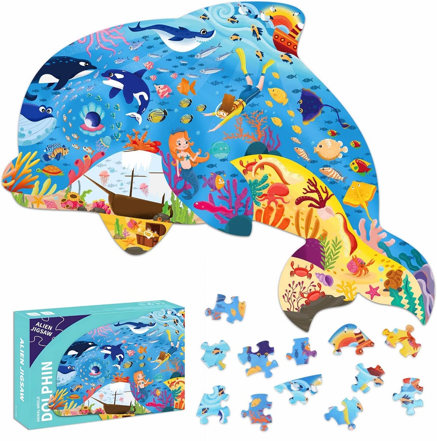 Dolphin Kids Puzzle 150 Pieces Jigsaws Puzzles for Children Age 4 5 6 7 8 9 10 Years, Educational Toys Gift Jigsaw Puzzles for Kids Age 3-10 Year for Boys & Girls