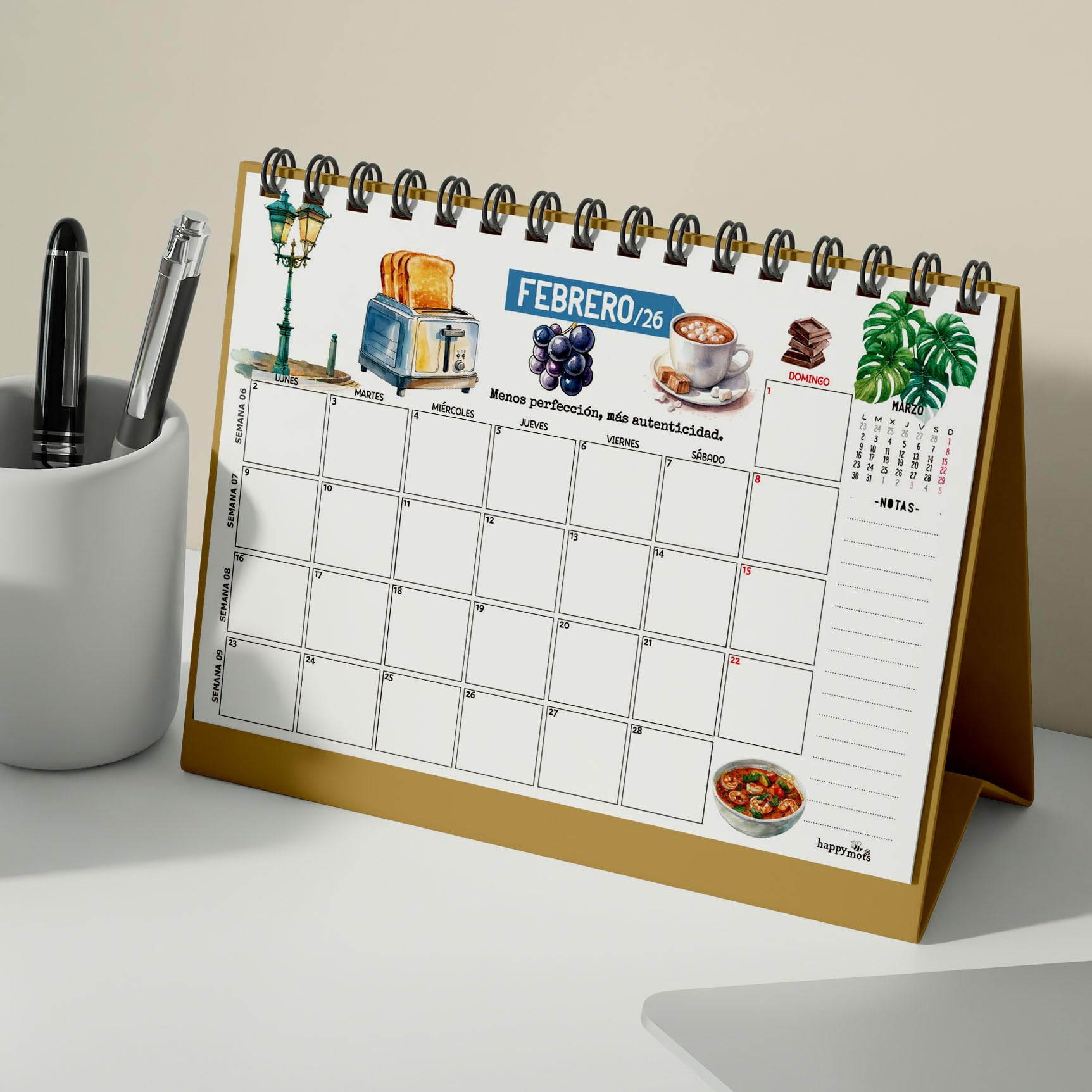 HappyMots Agenda Anual 2026 Semana Vista | 13 Meses (dic 2025–dic 2026) – Diseño Inspirador, Organización Total Y Un Toque De Felicidad (ME PROMETO LLEGAR LEJOS Y NO ME VOY A FALLAR