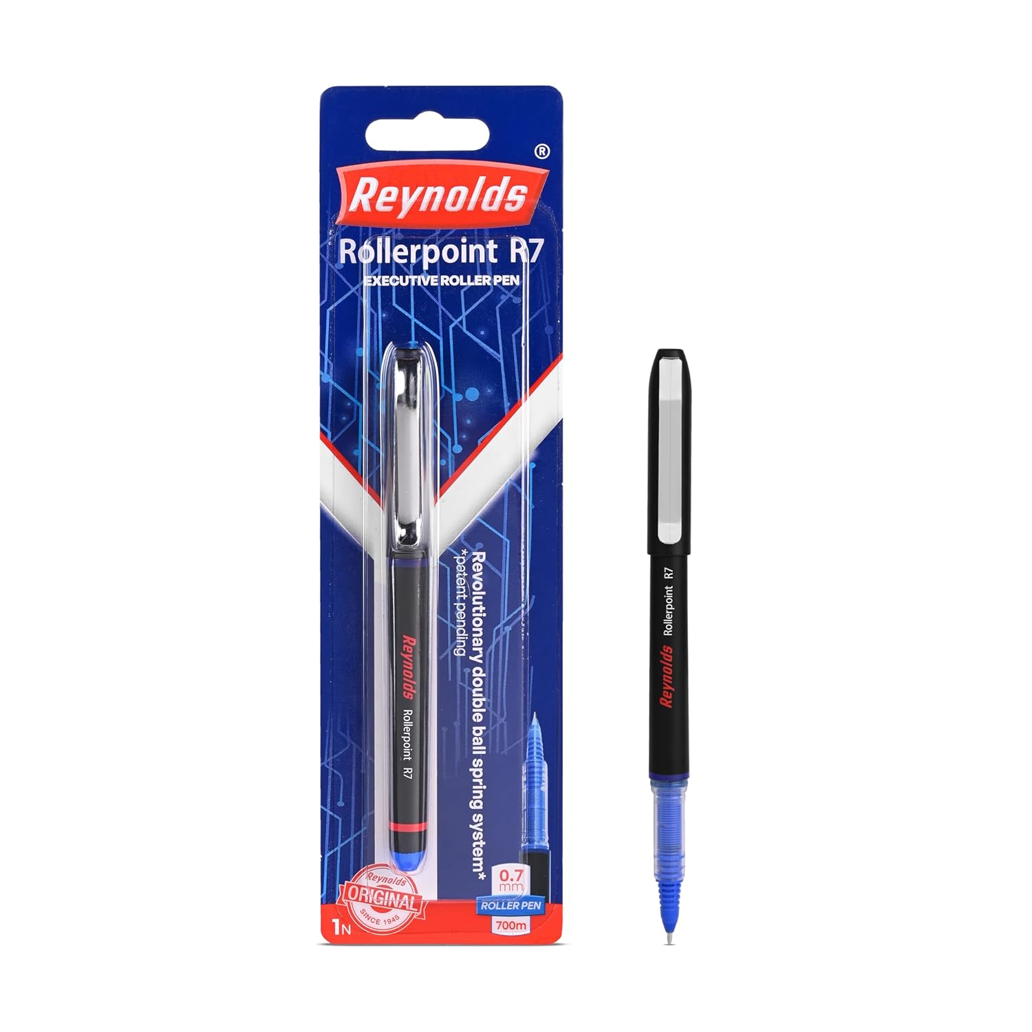 Reynolds ROLLER POINT Pen R7 3 CT Pouch BLUE Stylish Metal Clip