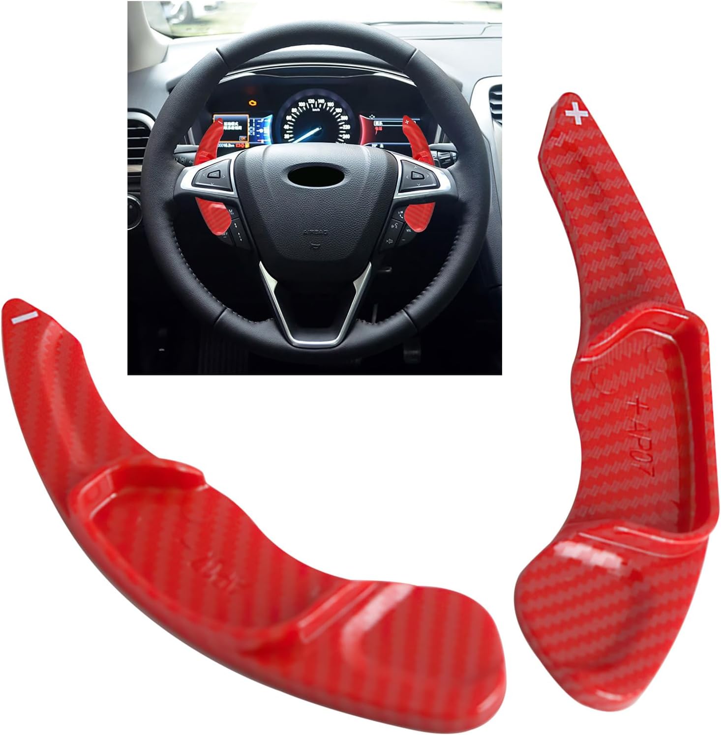 SANRILY ABS Paddle Shifter Extension Fit for Ford Fusion 2nd Gen 2016-2018 Edge Mondeo Fit for Lincoln Continental MKX MKS Steering Wheel Paddle Shifter Cover-Carbon Fiber Black 2 Pieces