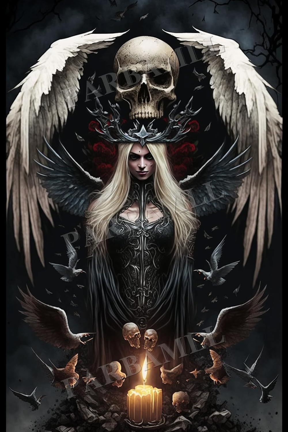 Skeleton Dark Witch Diamond Painting, Fun DIY Interaction Craft Digital Painting for Adults and Children, Suitable for Hoom Decor or Bedroom Decor Or Gift for Friends (20X24Inch)