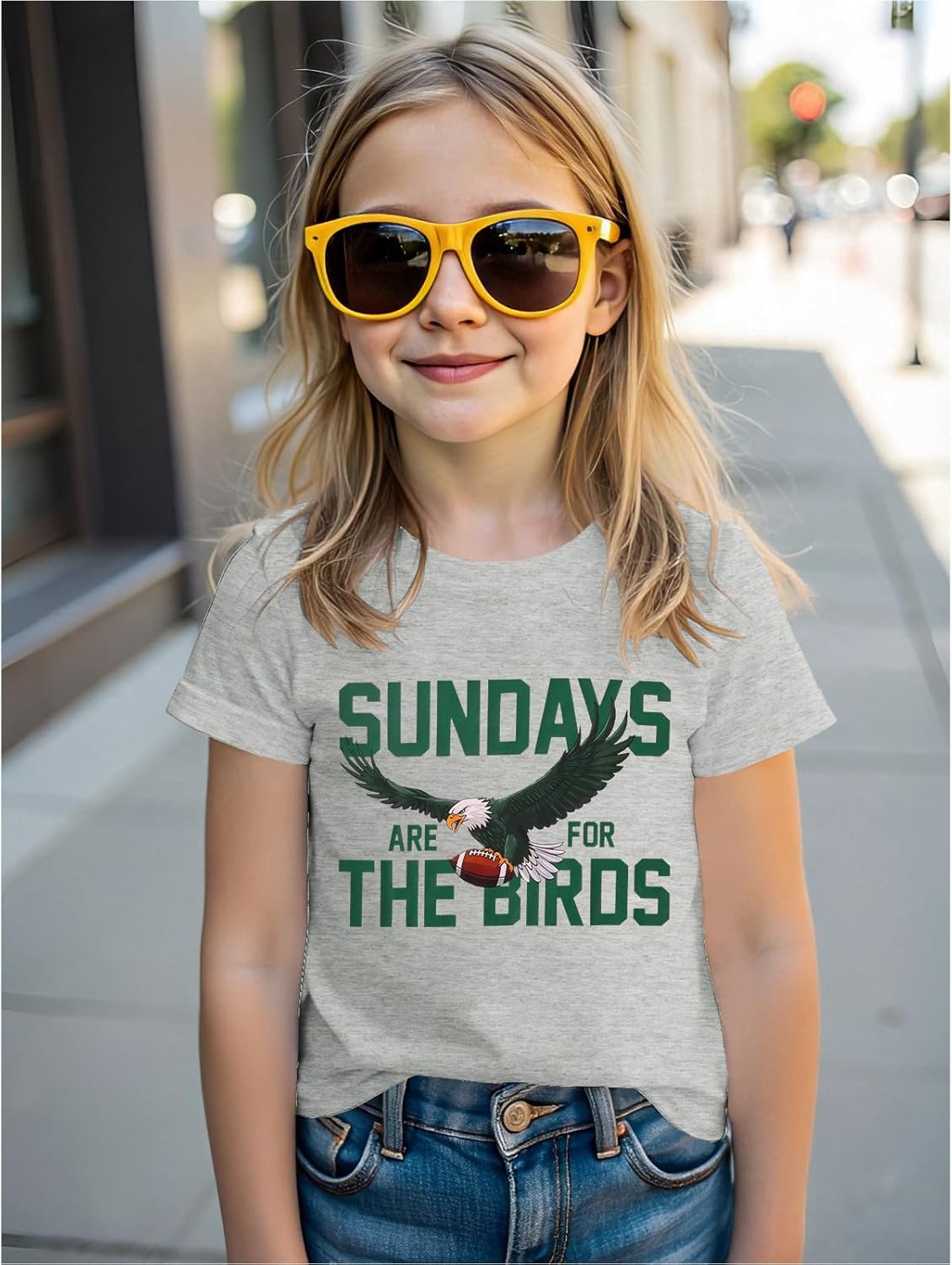 KEKEMI Boys Girls Football Ballgame Shirts Sundays for The Birds T-Shirt Game Day Outfit Kids Sports Tees Football Fans Tops - Image 2