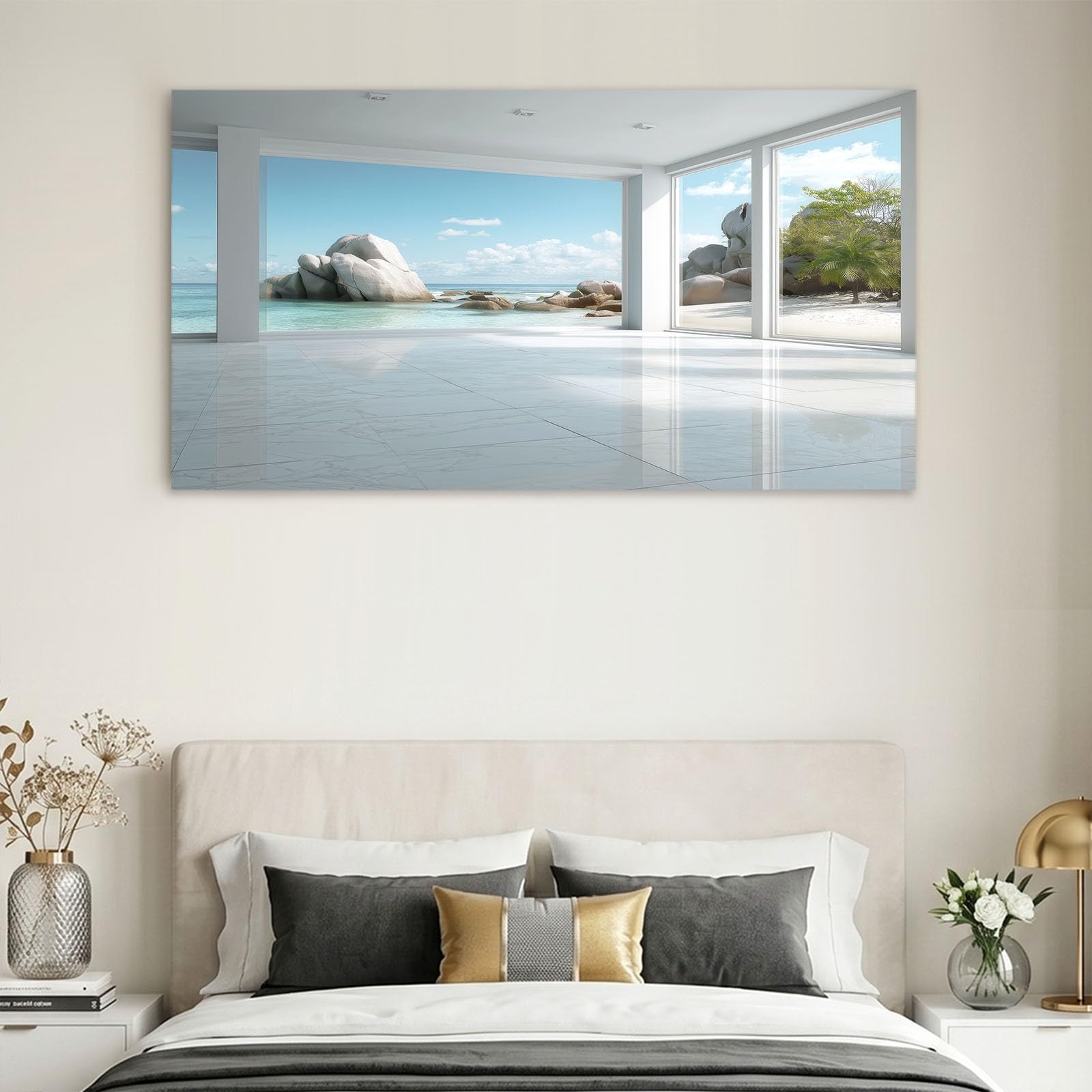 3D Modern Stadt Skyline Fensterblick - Quadro decorativo da parete, 120 x