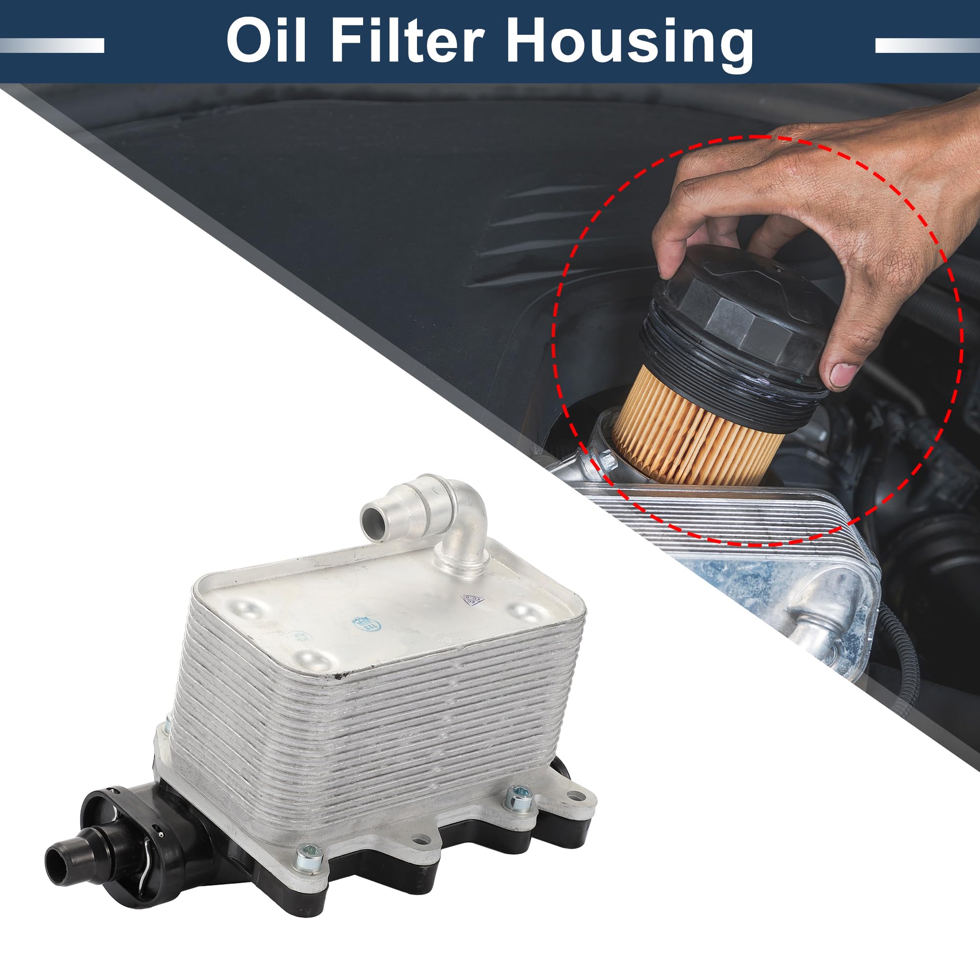A ABSOPRO Chłodnica oleju silnikowego obudowa filtra oleju adapter montażowy nr 17217803830 chłodnica oleju do BMW serii 5 6 7, zmodernizowany stop aluminium, kolor srebrny