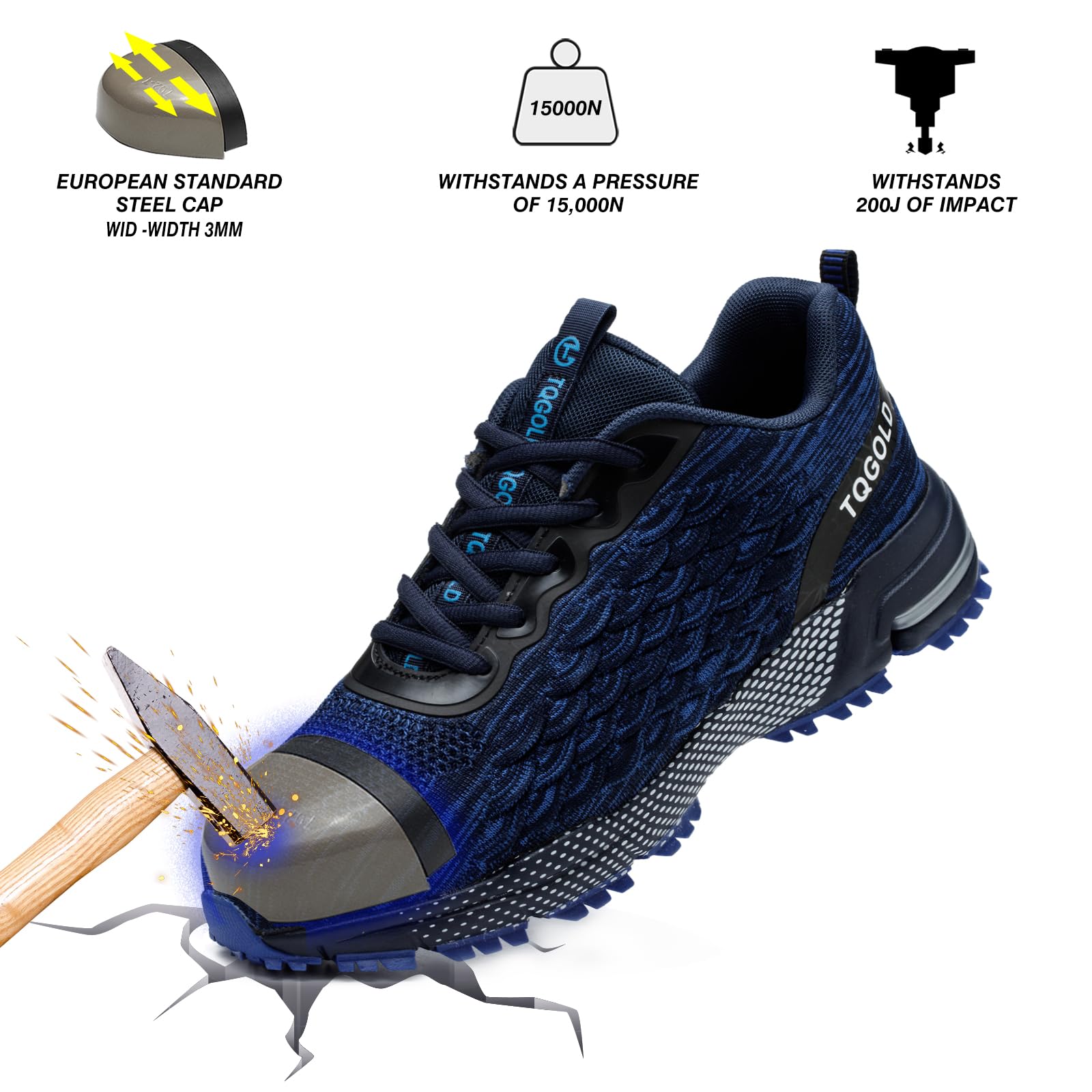 TQGOLD Scarpe Antinfortunistiche Uomo Leggere Comodo Donna Scarpe da Lavoro con Punta in Acciaio Ammortizzazione Traspiranti Antiscivolo Scarpe Protettive Industriali