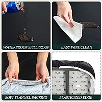 Vista 3 de Mantel rectangular de plástico para mesa de pícnic, 3 piezas, 30 x 72 pulgadas, vinilo impermeable con parte trasera de franela con borde elástico