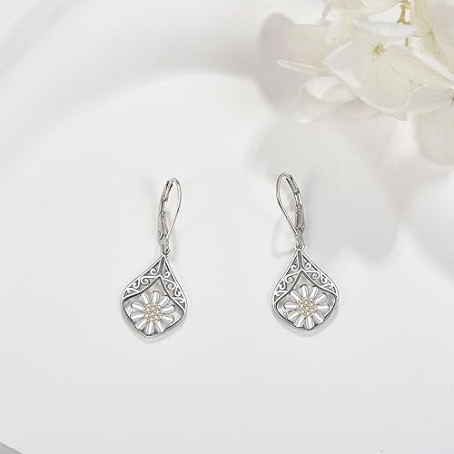 Miniatura 4 de Aretes de filigrana de plata de ley con forma de lágrima de filigrana con cierre de palanca, joyería de filigrana, regalo para mujeres y niñas