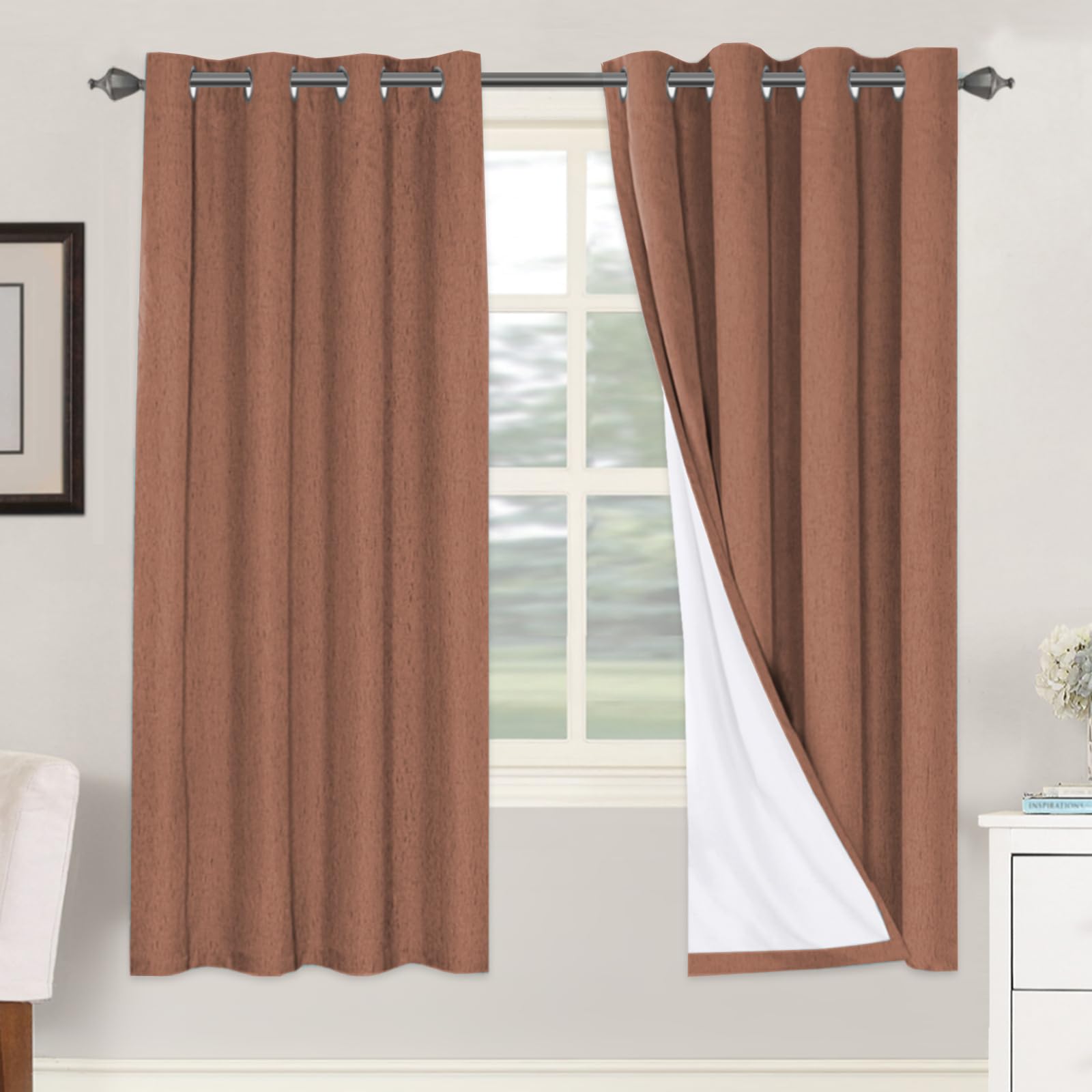 H.VERSAILTEX 100% Blackout Curtains for Bedroom Thermal Insulated Linen Textured Curtains Heat and Full Light Blocking Drapes Living Room Curtains 2