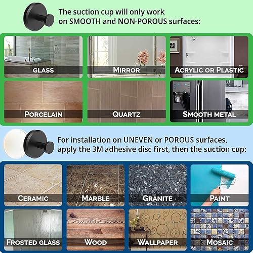 Miniatura 4 de HOME SO Ganchos con ventosa para ducha, baño, cocina, puerta de cristal, espejo, azulejos, lufa, toalla, abrigo, soporte para bata de baño para