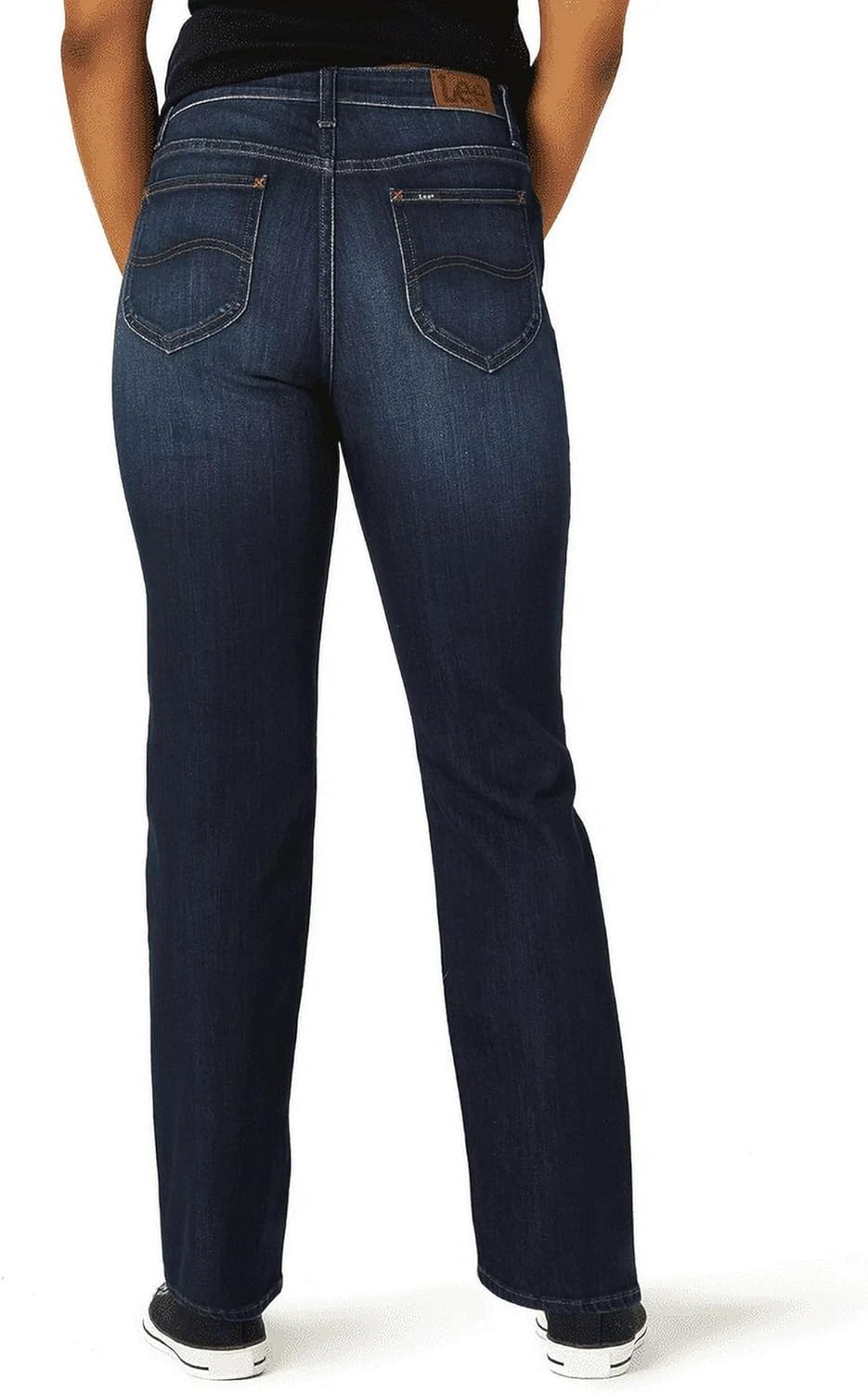 Lee Women's 5-Pocket Midrise Straight Leg Premium Denim Jean (US, Numeric, 20, Regular, Petite, Dark Wash) - Image 3