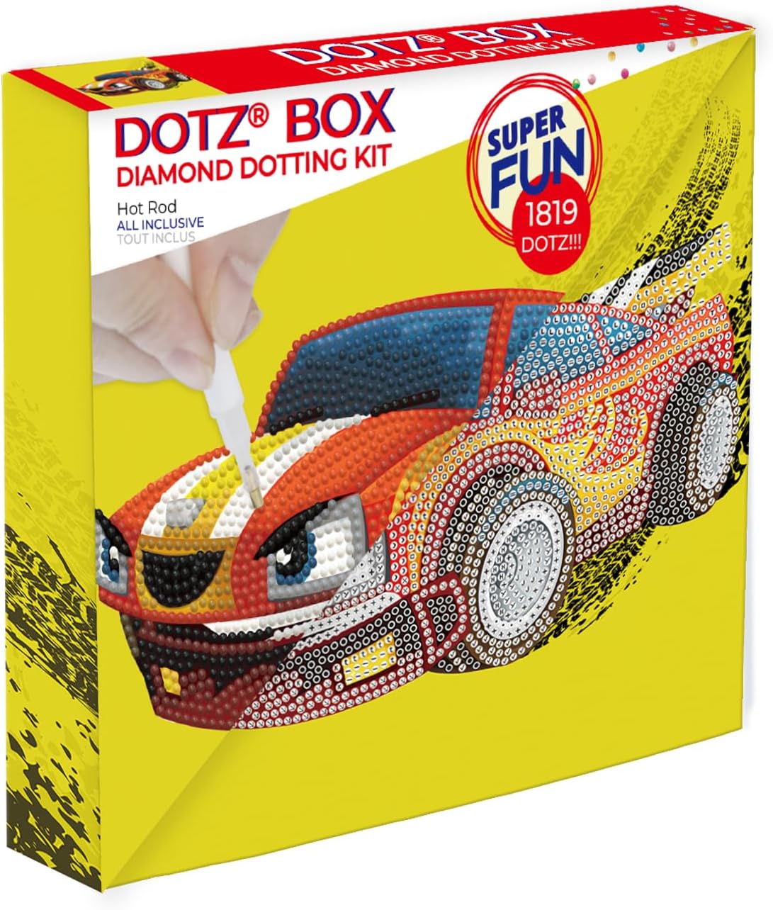 DIAMOND DOTZ Hot Rod Dotz Box Car Diamond Painting Kits for Adults - Diamond Art Kits a Relaxing Creative Craft Kit with Dotz Gems 8.7"x8.7"