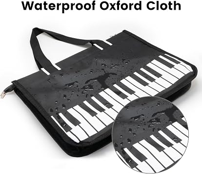 BestSounds Piano Bag, Zipper Waterproof Oxford Cloth Music Piano Accessories Book Bag Tote for Students Kids, Girls, Women, Gifts for Music Lovers Musicians (Black)