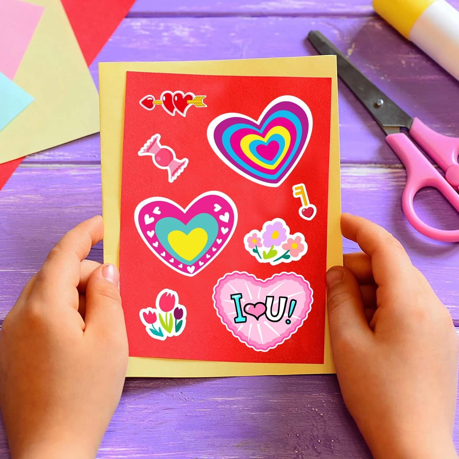 Bestus Calcomanías De San Valentín Para Niños, 600 Calcomanías De Animales De Corazón Para Tarjetas De San Valentín Y Regalos, Decoración Motivacional Para Maestros, Recompensas A Granel Para Niños