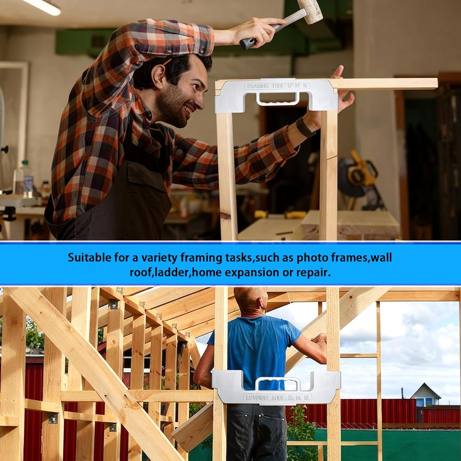 3 in 1 Framing Jig Tools,12",14",16" On-Center Stud Layout;100% Solid Cast Aluminum,UniversalFraming Tool for Walls,Roofs;Floors;Ladders